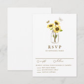 Robuuste zonnebloemen op een Kaart met RSVP-wedden (Voorkant / Achterkant)