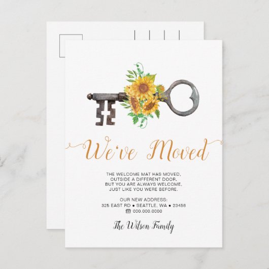 Robuuste zonnebloempel die we hebben verplaatst aankondigingskaart (Voorkant / Achterkant)