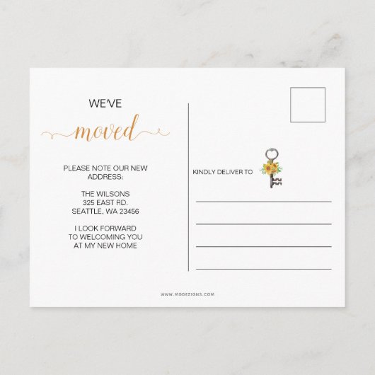 Robuuste zonnebloempel die we hebben verplaatst aankondigingskaart (Achterkant)