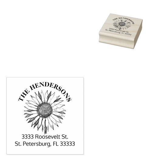 Robuuste zonnebloempnaam rubberstempel (Gestempeld)