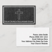 Robuuste zwarte Denim Cross Outline Kerk Pastor Visitekaartje (Voorkant / Achterkant)