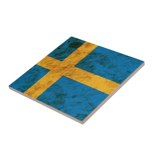 Robuuste Zweedse vlag Tegeltje (Zijkant)