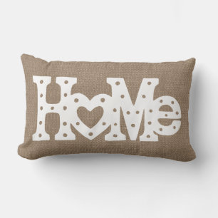 Robuusvormig "Home" Burlap-effect Kussen