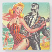 Rocabilly Summer Pin-up Stenen Onderzetter (Voorkant)