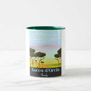 Rocca d'Orcia Italië reisposter Tweekleurige Koffiemok