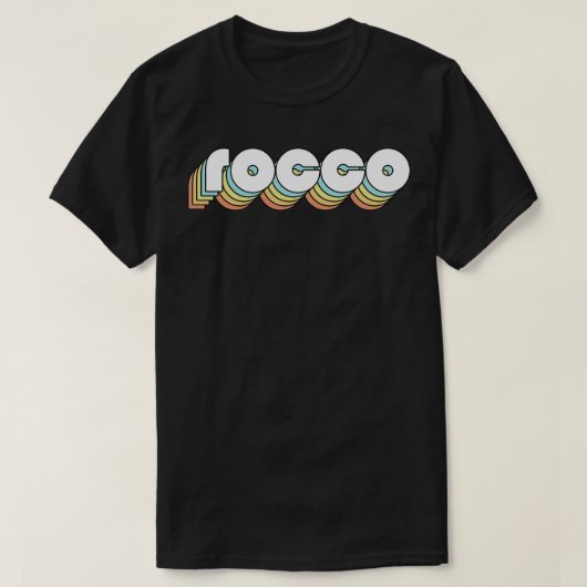 Rocco Retro Rainbow Typography Vervaagde stijl T-shirt (Design voorkant)