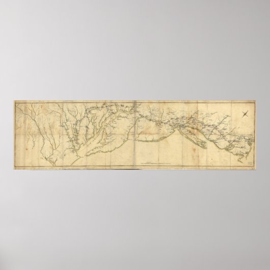 Rochambeau's March van Yorktown naar Boston Map Poster (Voorkant)