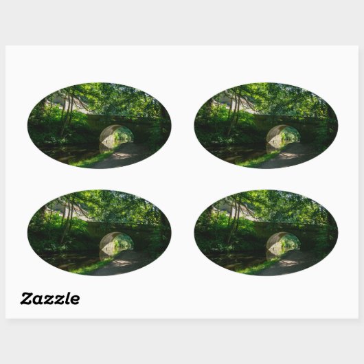 Rochdale Canal, Sowerby Bridge Ovale Sticker (Vel)