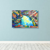 Rochdale Kanaal Sowerby Bridge Canvas Afdruk (Insitu (Houten vloer))