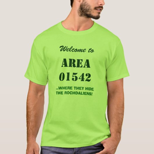 Rochdale MA, ook bekend als "AREA 01542"... Rochda T-shirt (Voorkant)