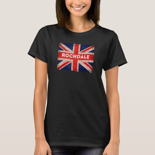 Rochdale vlag Pioneers Town Lancashire Born Bred T-shirt (Voorkant)
