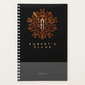 Roche, luxueus zwart en goud, monogrammen planner (Voorkant)