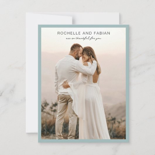 Rochelle Aqua Modern Hedendaags Elegant Bruiloft Bedankkaart (Voorkant)