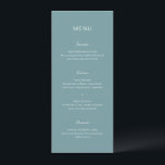 Rochelle Aqua Modern Hedendaags Elegant Bruiloft Menu<br><div class="desc">Modern huwelijksmenu met een eenvoudig ontwerp met een combinatie van een hedendaags sans serif lettertype,  een elegant handschrift script en een cursief lettertype.</div>