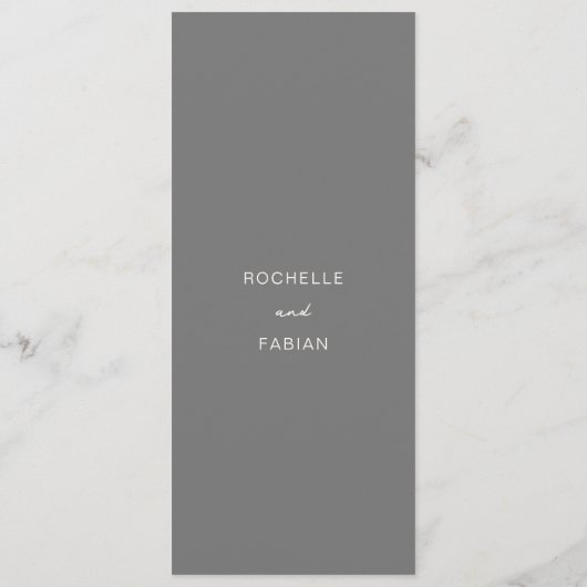 Rochelle Grey Modern Hedendaags Elegant Bruiloft Menu (Achterkant)