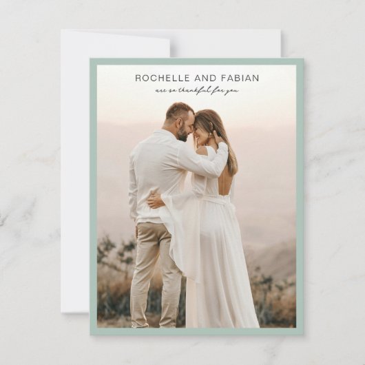 Rochelle Groen Modern Hedendaags Elegant Bruiloft Bedankkaart (Voorkant)