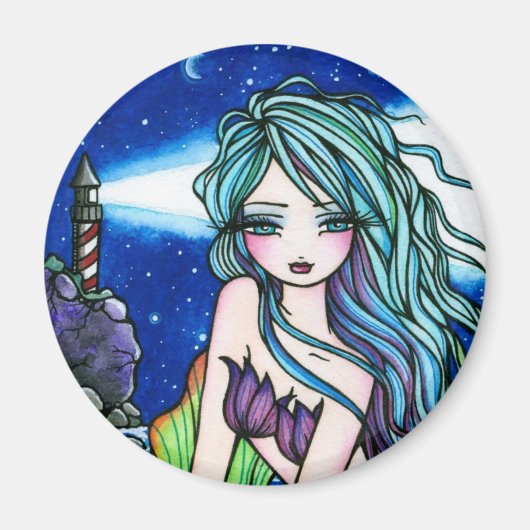 Rochelle Mermaid Fantasy Fairy Vuurtoren Magneet (Voorkant)
