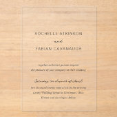 Rochelle Modern Hedendaags Elegant Bruiloft Acryl Uitnodigingen (Voorkant)