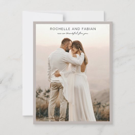 Rochelle Taupe Modern Hedendaags Elegant Bruiloft Bedankkaart (Voorkant)