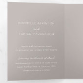 Rochelle Taupe Modern Hedendaags Elegant Bruiloft Drieluik Uitnodiging (Binnenzijde eerst)