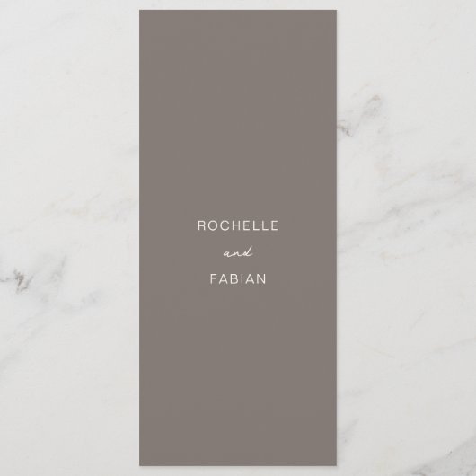 Rochelle Taupe Modern Hedendaags Elegant Bruiloft Menu (Achterkant)