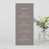 Rochelle Taupe Modern Hedendaags Elegant Bruiloft Menu (Staand voorkant)