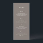Rochelle Taupe Modern Hedendaags Elegant Bruiloft Menu<br><div class="desc">Modern huwelijksmenu met een eenvoudig ontwerp met een combinatie van een hedendaags sans serif lettertype,  een elegant handschrift script en een cursief lettertype.</div>