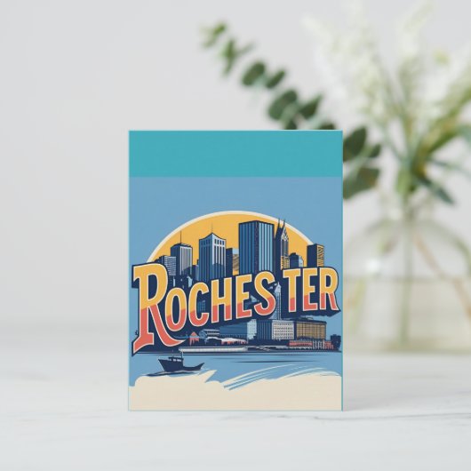 Rochester City Skyline New York Verenigde Staten Briefkaart (Staand voorkant)