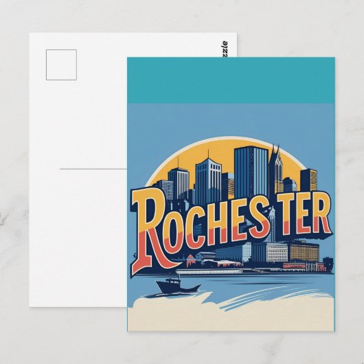 Rochester City Skyline New York Verenigde Staten Briefkaart (Voorkant / Achterkant)