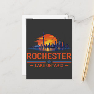 Rochester Lake Ontario Zonsondergang Silhouet Kuns Briefkaart
