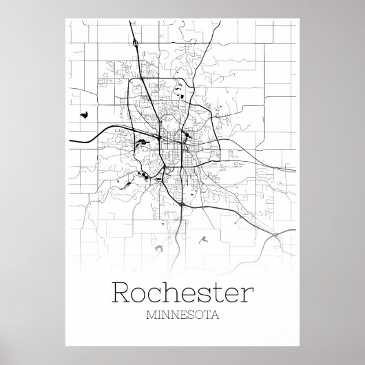 Rochester Map - Minnesota - het Poster van de Kaar (Voorkant)
