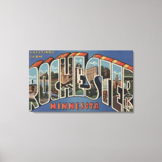 Rochester, Minnesota - Grote Letter-scènes Canvas Afdruk (Voorkant)