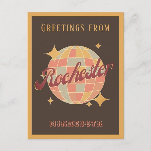 Rochester Minnesota NY Disco Retro Postcar Briefkaart (Voorkant)