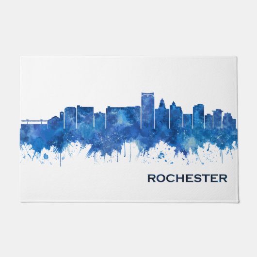 Rochester Minnesota Skyline Blue Deurmat (Voorkant)