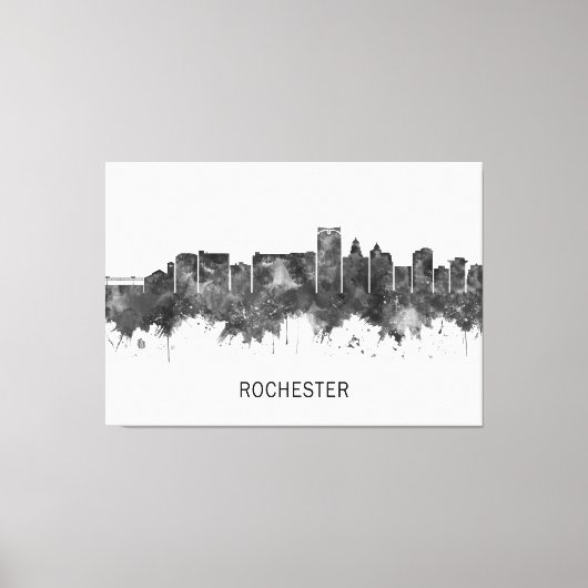 Rochester Minnesota Skyline BW Canvas Afdruk (Voorkant)