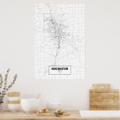 Rochester, Minnesota (zwart op wit) Poster (Keuken)