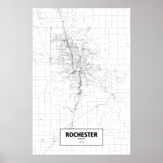 Rochester, Minnesota (zwart op wit) Poster (Voorkant)