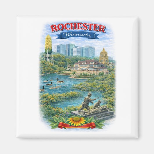 Rochester MN Minnesota Landmarks Magnet (Voorkant)