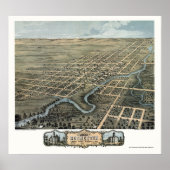 Rochester, MN Panorama Map - 1869 Poster (Voorkant)