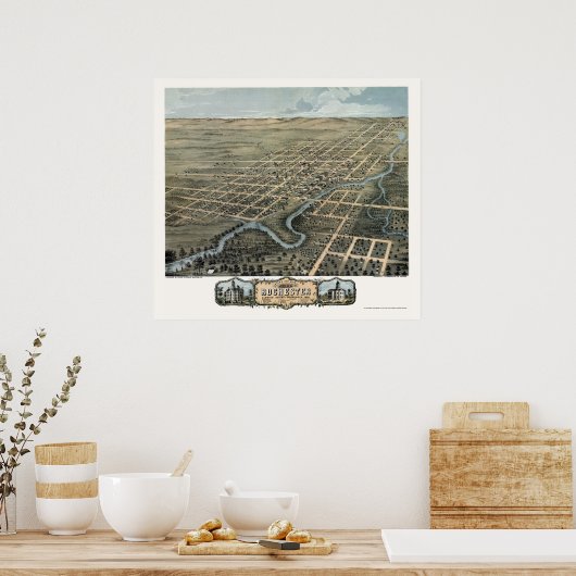 Rochester, MN Panorama Map - 1869 Poster (Keuken)