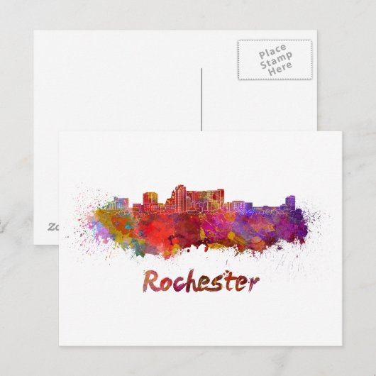 Rochester MN skyline in waterverf Briefkaart (Voorkant / Achterkant)