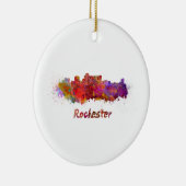 Rochester MN skyline in waterverf Keramisch Ornament (Rechts)