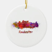 Rochester MN skyline in waterverf Keramisch Ornament (Voorkant)