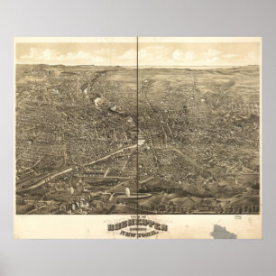 Rochester New York 1879 Antiek Panorama Poster