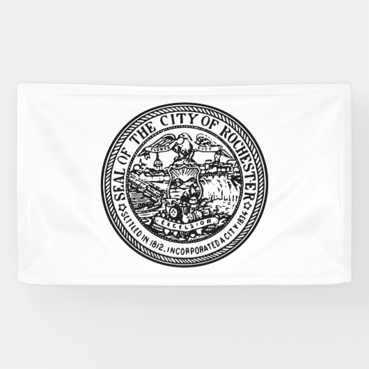 Rochester (New York) City Seal Spandoek (Horizontaal)