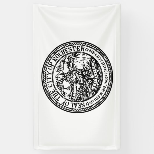 Rochester (New York) City Seal Spandoek (Verticaal)