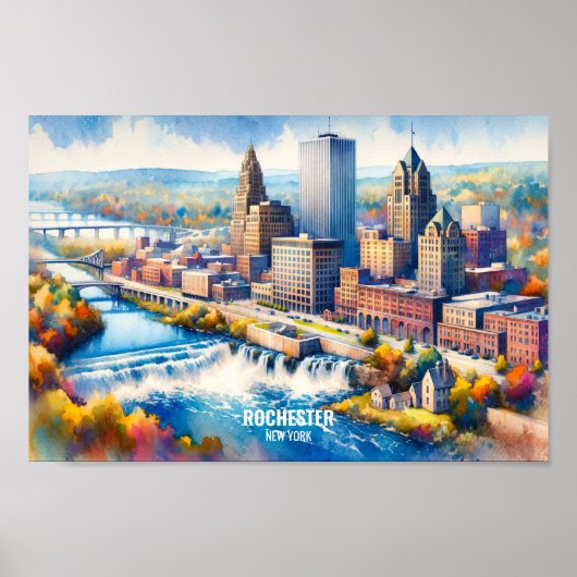 Rochester New York Famous Travel Places waterverf Poster (Voorkant)