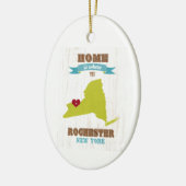 Rochester, New York Map - Thuis is waar het hart l Keramisch Ornament (Links)