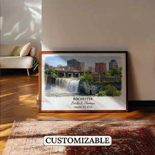 Rochester New York Poster, Aquarel, Op Maat Poster