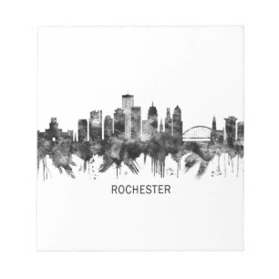 Rochester New York Skyline BW Notitieblok